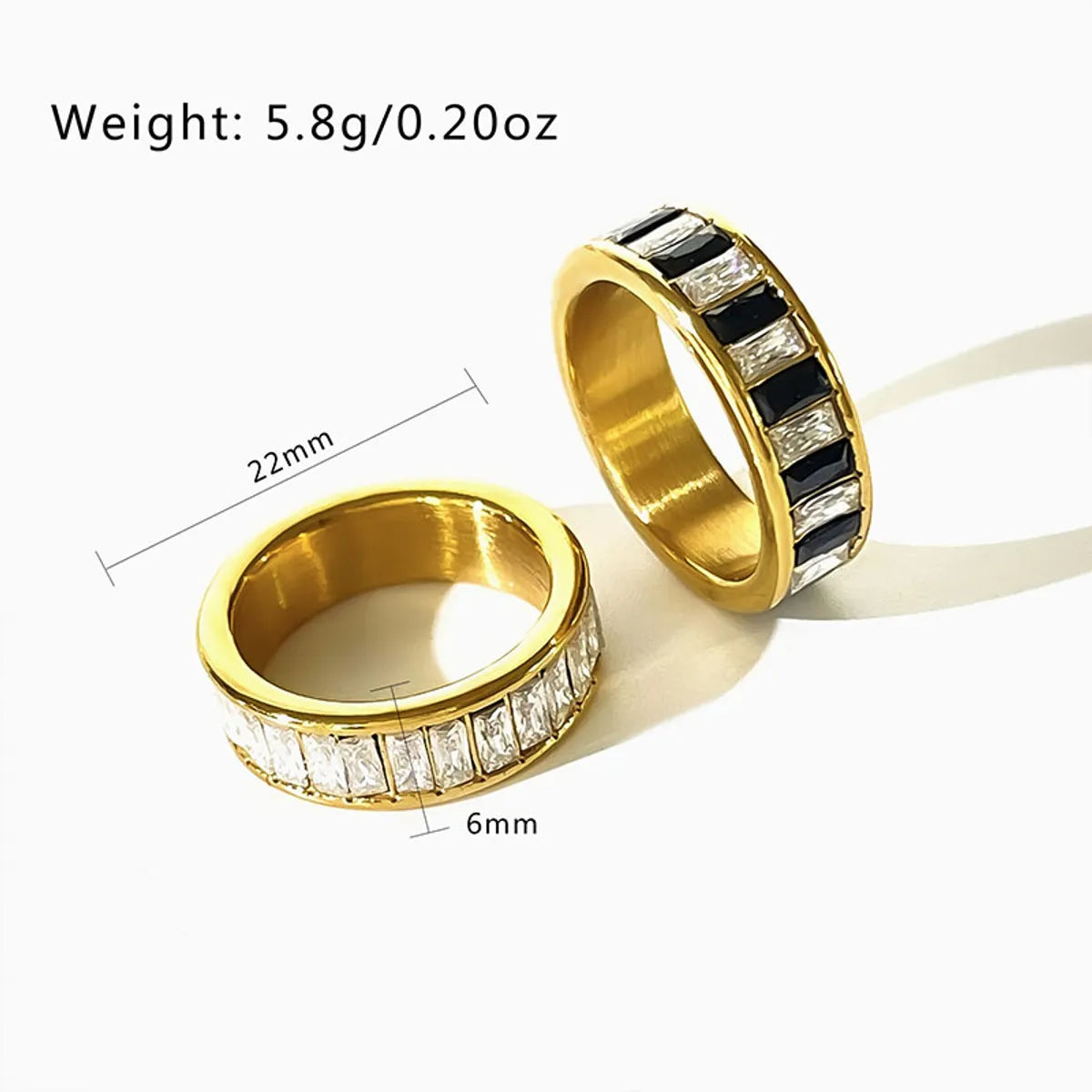 Simple Style Shiny Rectangle Stainless Steel Plating Inlay Rhinestones 18k Gold Plated Rings