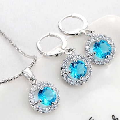 Simple Style Shiny Round Copper Plating Hollow Out Inlay Zircon White Gold Plated Jewelry Set