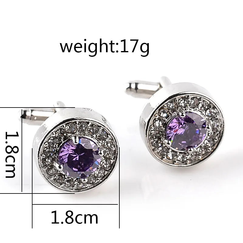 Simple Style Shiny Round Rhinestone Inlay Rhinestones Men'S Cufflinks