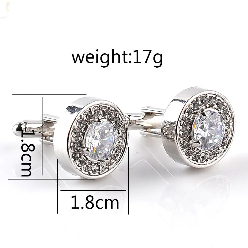 Simple Style Shiny Round Rhinestone Inlay Rhinestones Men'S Cufflinks