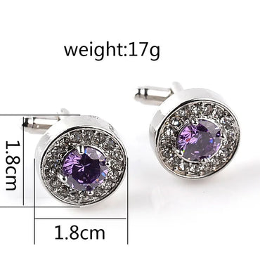 Simple Style Shiny Round Rhinestone Inlay Rhinestones Men'S Cufflinks