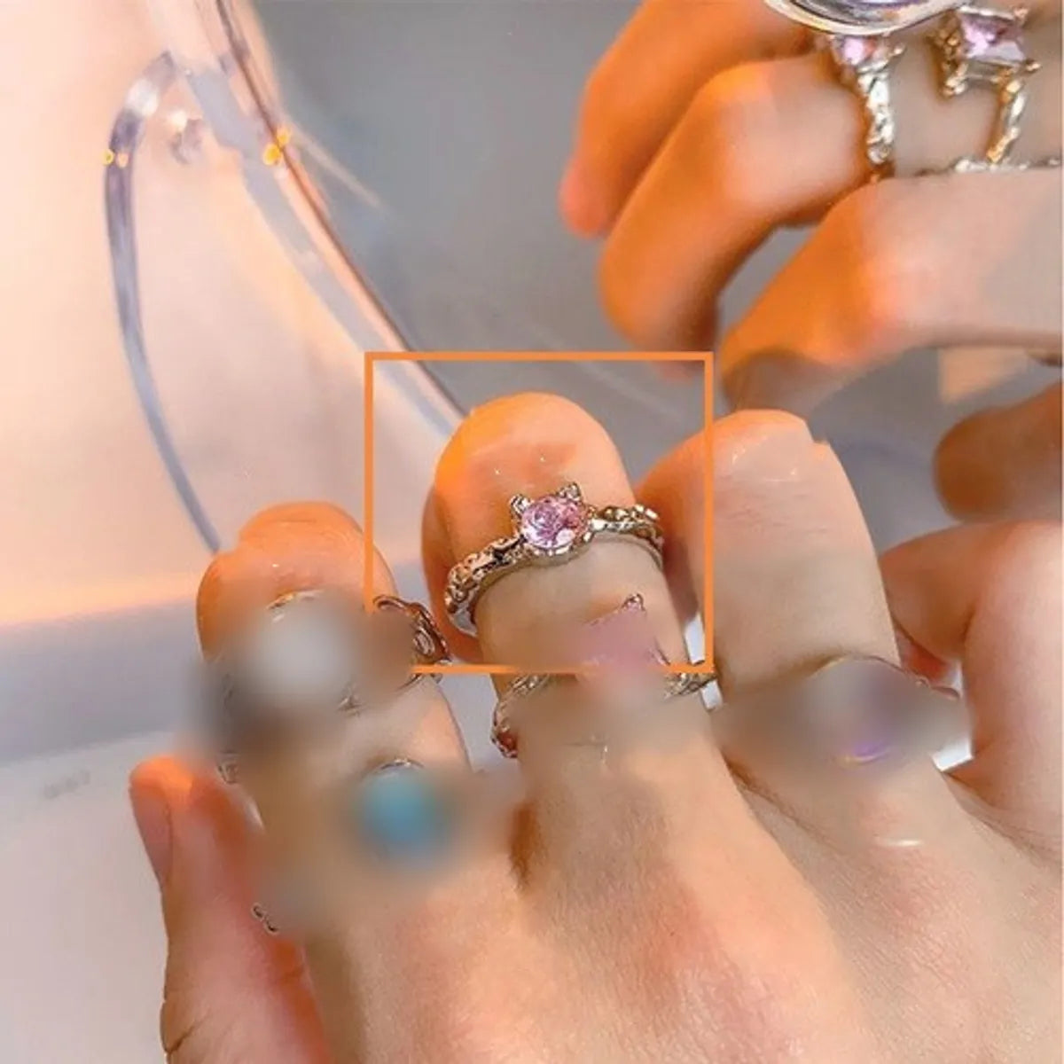 Simple Style Shiny Round Square Water Droplets Alloy Irregular Plating Inlay Artificial Gemstones Artificial Crystal Artificial Diamond Gold Plated Silver Plated Women'S Open Rings