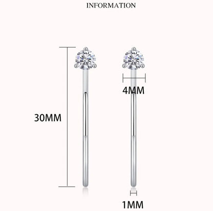 Simple Style Shiny Round Sterling Silver Gra Plating Inlay Moissanite 18k Gold Plated Earrings