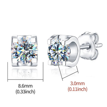 Simple Style Shiny Round Sterling Silver Gra Plating Inlay Moissanite Silver Plated Ear Studs