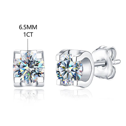 Simple Style Shiny Round Sterling Silver Gra Plating Inlay Moissanite Silver Plated Ear Studs