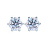 Simple Style Shiny Round Sterling Silver Moissanite High Carbon Diamond Ear Studs In Bulk
