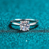 Simple Style Shiny Round Sterling Silver Moissanite Zircon Rings In Bulk