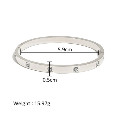 Simple Style Shiny Solid Color 316L Stainless Steel  18K Gold Plated Zircon Bangle In Bulk