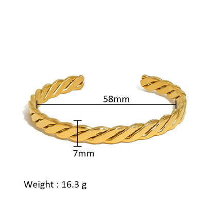 Simple Style Shiny Solid Color 316L Stainless Steel  18K Gold Plated Zircon Bangle In Bulk