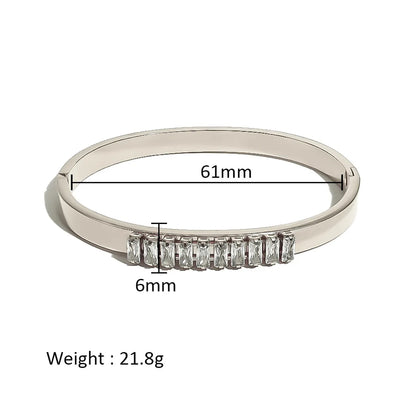 Simple Style Shiny Solid Color 316L Stainless Steel  18K Gold Plated Zircon Bangle In Bulk