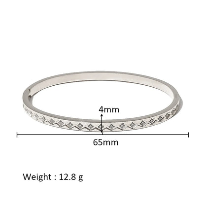 Simple Style Shiny Solid Color 316L Stainless Steel  18K Gold Plated Zircon Bangle In Bulk