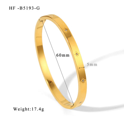 Simple Style Shiny Solid Color 316L Stainless Steel  18K Gold Plated Zircon Bangle In Bulk