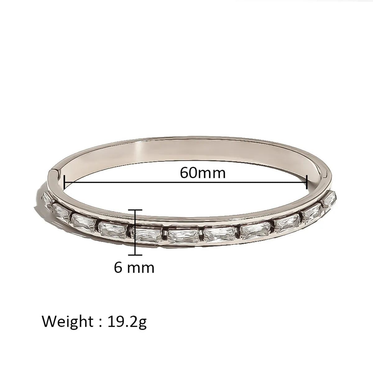 Simple Style Shiny Solid Color 316L Stainless Steel  18K Gold Plated Zircon Bangle In Bulk