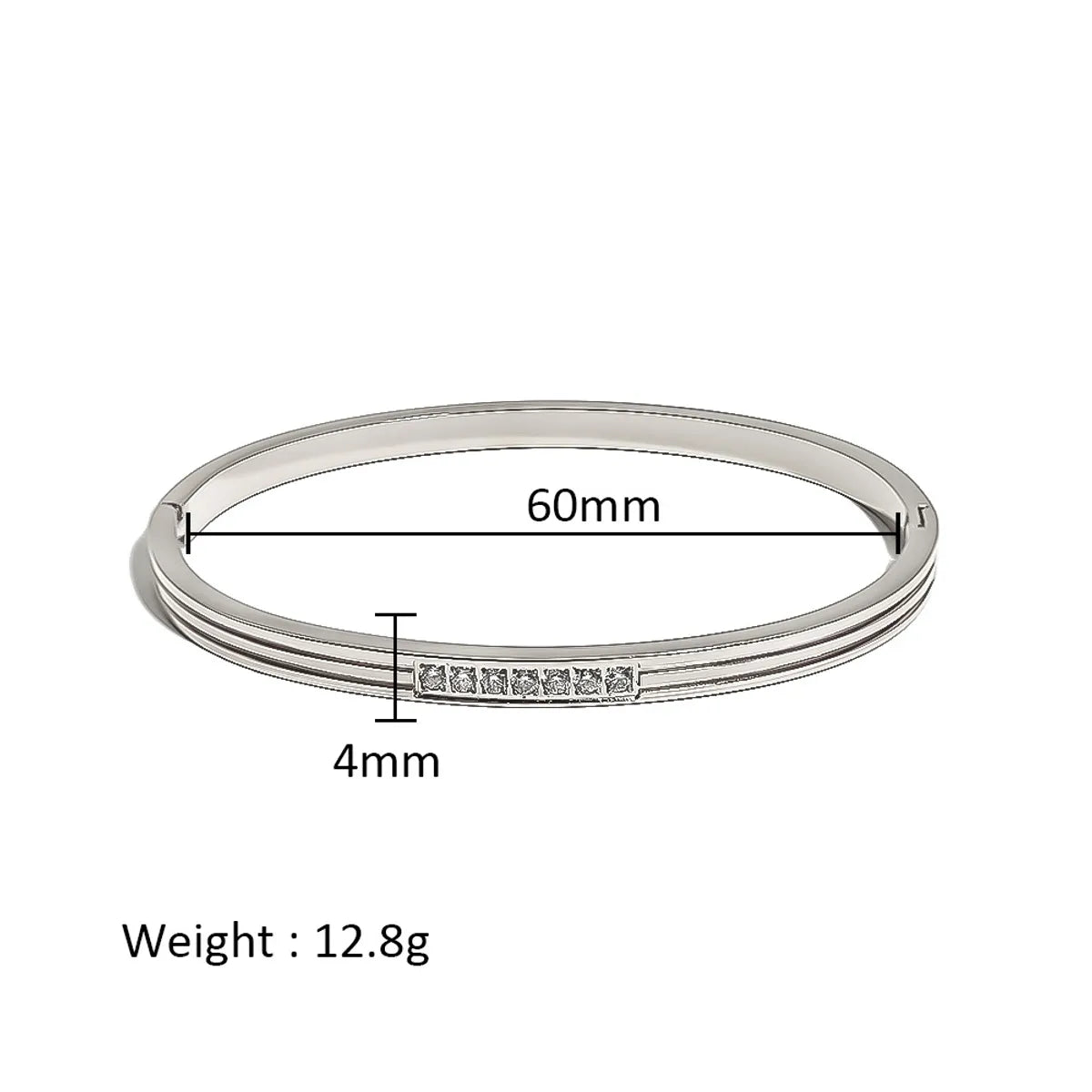 Simple Style Shiny Solid Color 316L Stainless Steel  18K Gold Plated Zircon Bangle In Bulk