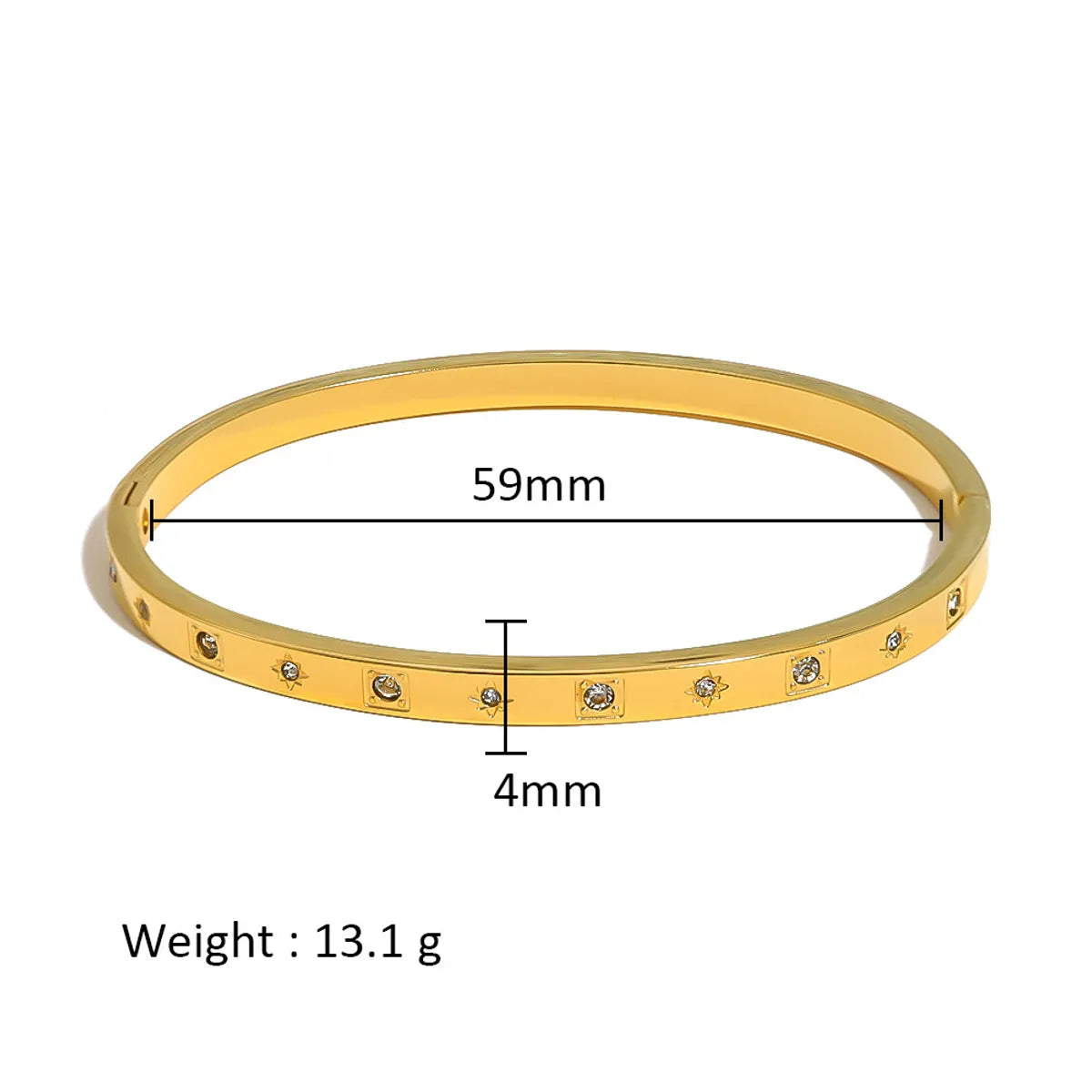 Simple Style Shiny Solid Color 316L Stainless Steel  18K Gold Plated Zircon Bangle In Bulk