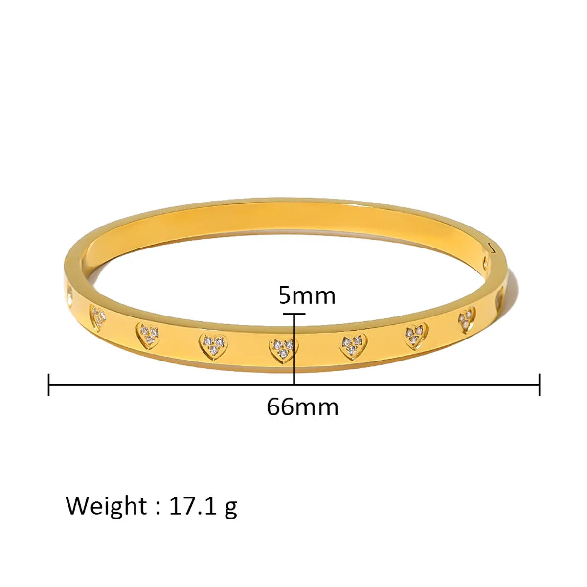 Simple Style Shiny Solid Color 316L Stainless Steel  18K Gold Plated Zircon Bangle In Bulk