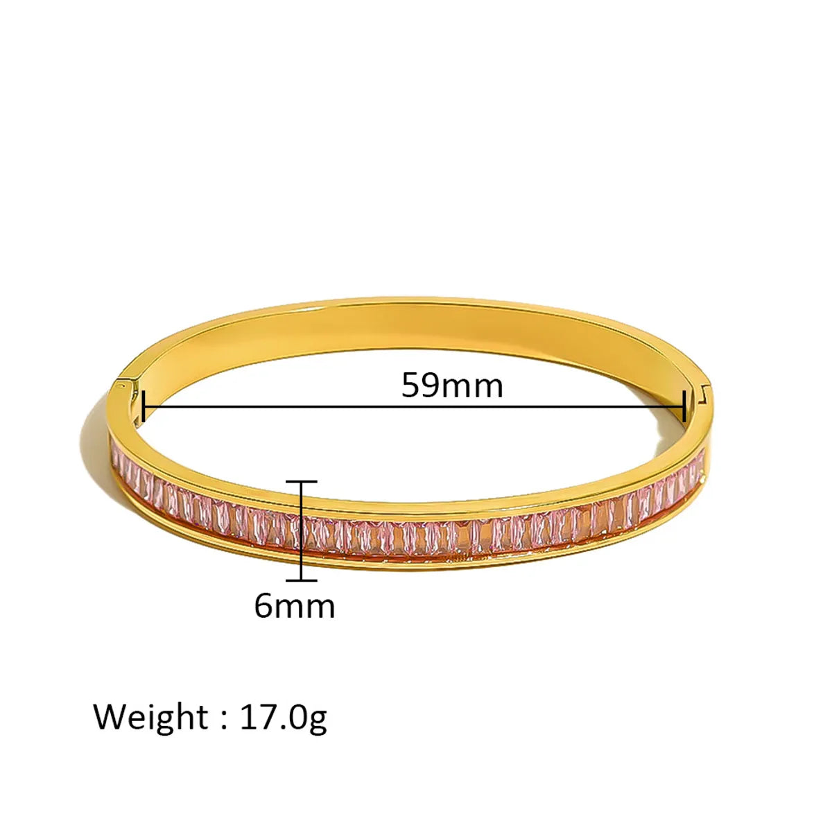 Simple Style Shiny Solid Color 316L Stainless Steel  18K Gold Plated Zircon Bangle In Bulk