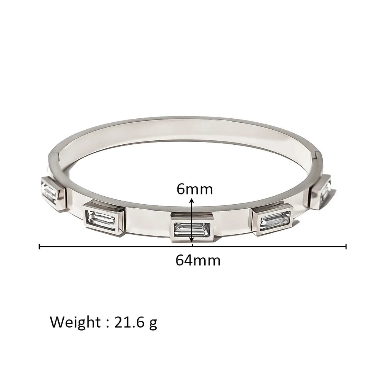 Simple Style Shiny Solid Color 316L Stainless Steel  18K Gold Plated Zircon Bangle In Bulk