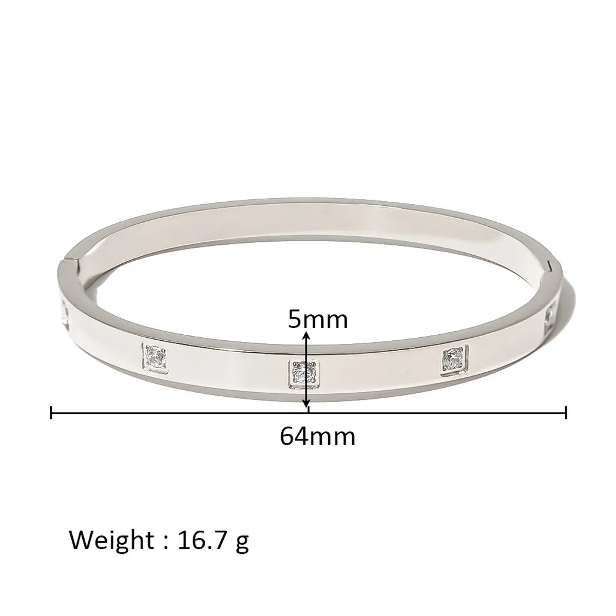 Simple Style Shiny Solid Color 316L Stainless Steel  18K Gold Plated Zircon Bangle In Bulk