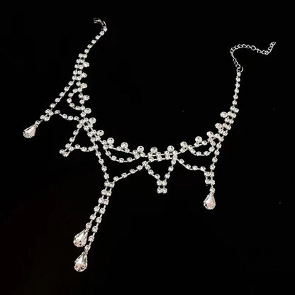 Simple Style Shiny Solid Color Rhinestone Plating Inlay Rhinestones Women'S Choker