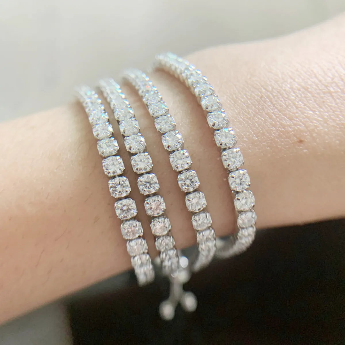 Simple Style Shiny Square Sterling Silver Moissanite Bracelets In Bulk