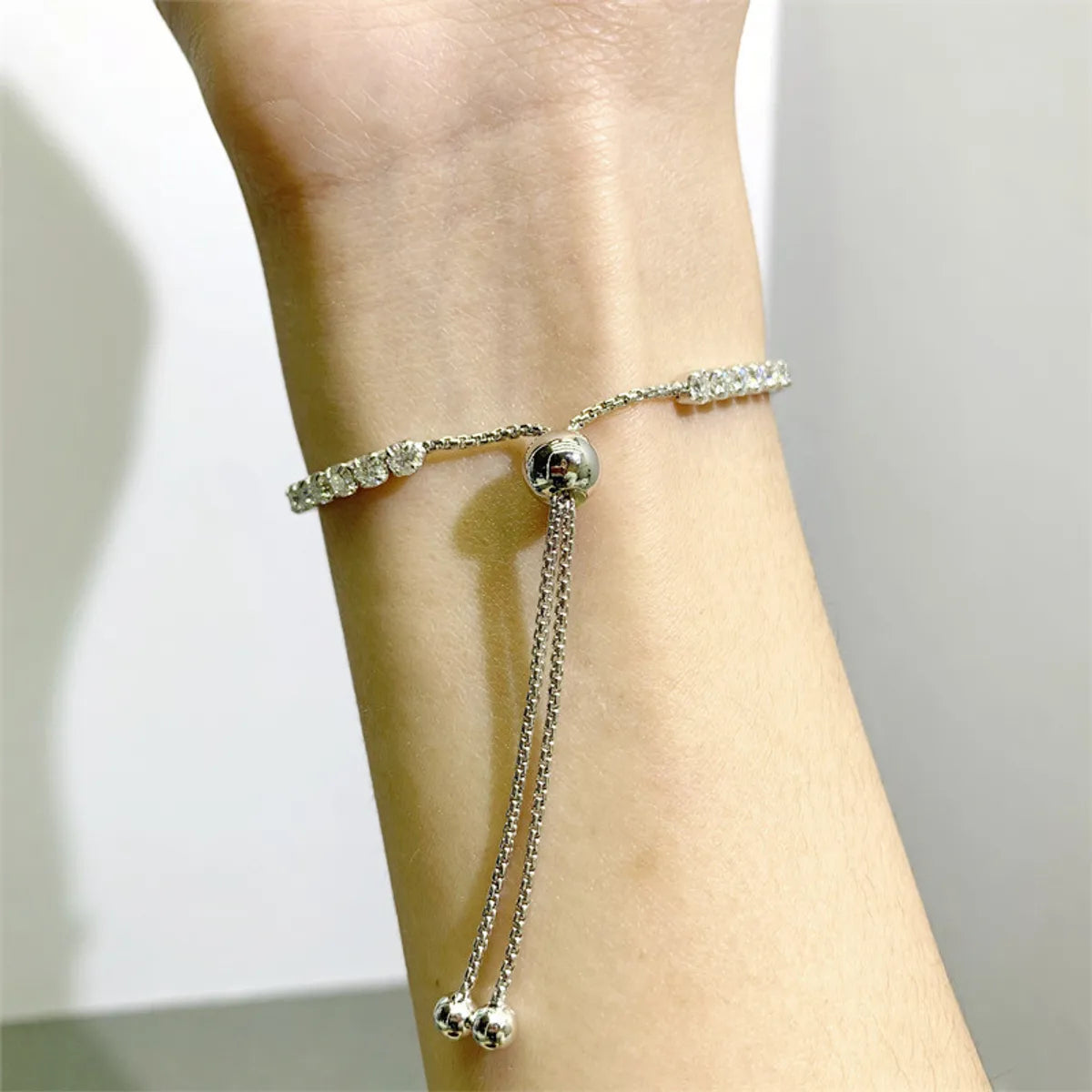 Simple Style Shiny Square Sterling Silver Moissanite Bracelets In Bulk