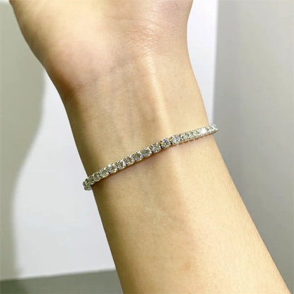 Simple Style Shiny Square Sterling Silver Moissanite Bracelets In Bulk