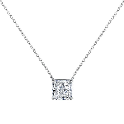 Simple Style Shiny Square Sterling Silver Plating Inlay Zircon Necklace