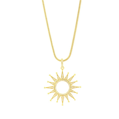 Simple Style Shiny Sun Copper 18k Gold Plated Zircon Pendant Necklace In Bulk