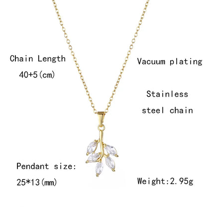 Simple Style Shiny Tree 201 Stainless Steel Brass Plating Inlay Zircon 18K Gold Plated Women'S Pendant Necklace