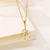 Simple Style Shiny Tree 201 Stainless Steel Brass Plating Inlay Zircon 18K Gold Plated Women'S Pendant Necklace