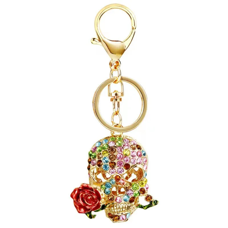 Simple Style Skull Zinc Alloy Diamond Unisex Bag Pendant Keychain