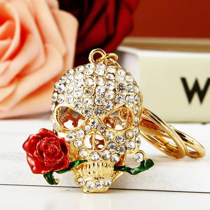 Simple Style Skull Zinc Alloy Diamond Unisex Bag Pendant Keychain