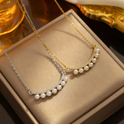 Simple Style Smile Face Titanium Steel Plating Inlay Freshwater Pearl 18k Gold Plated Necklace