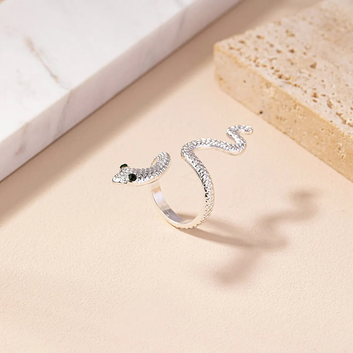 Simple Style Snake Alloy Plating Inlay Rhinestones Unisex Open Rings