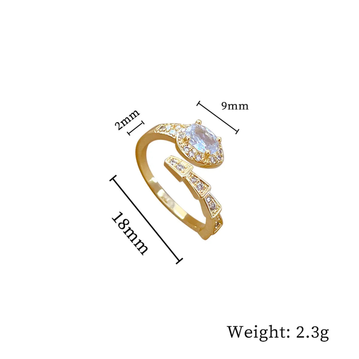 Simple Style Snake Brass Plating Inlay Artificial Gemstones Open Rings