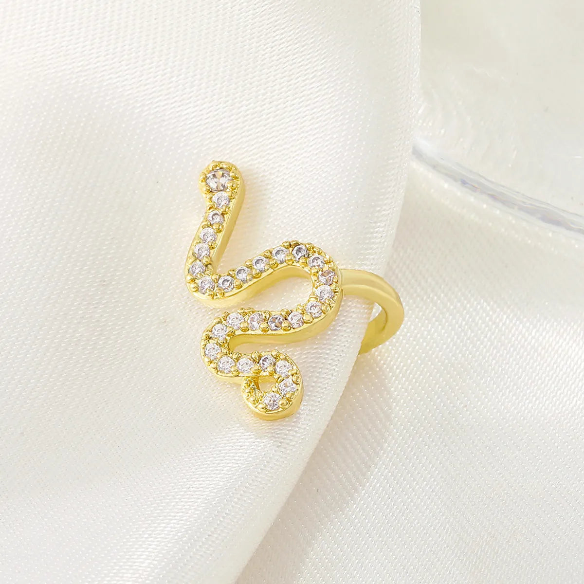 Simple Style Snake Copper Ear Clips Plating Zircon Copper Earrings