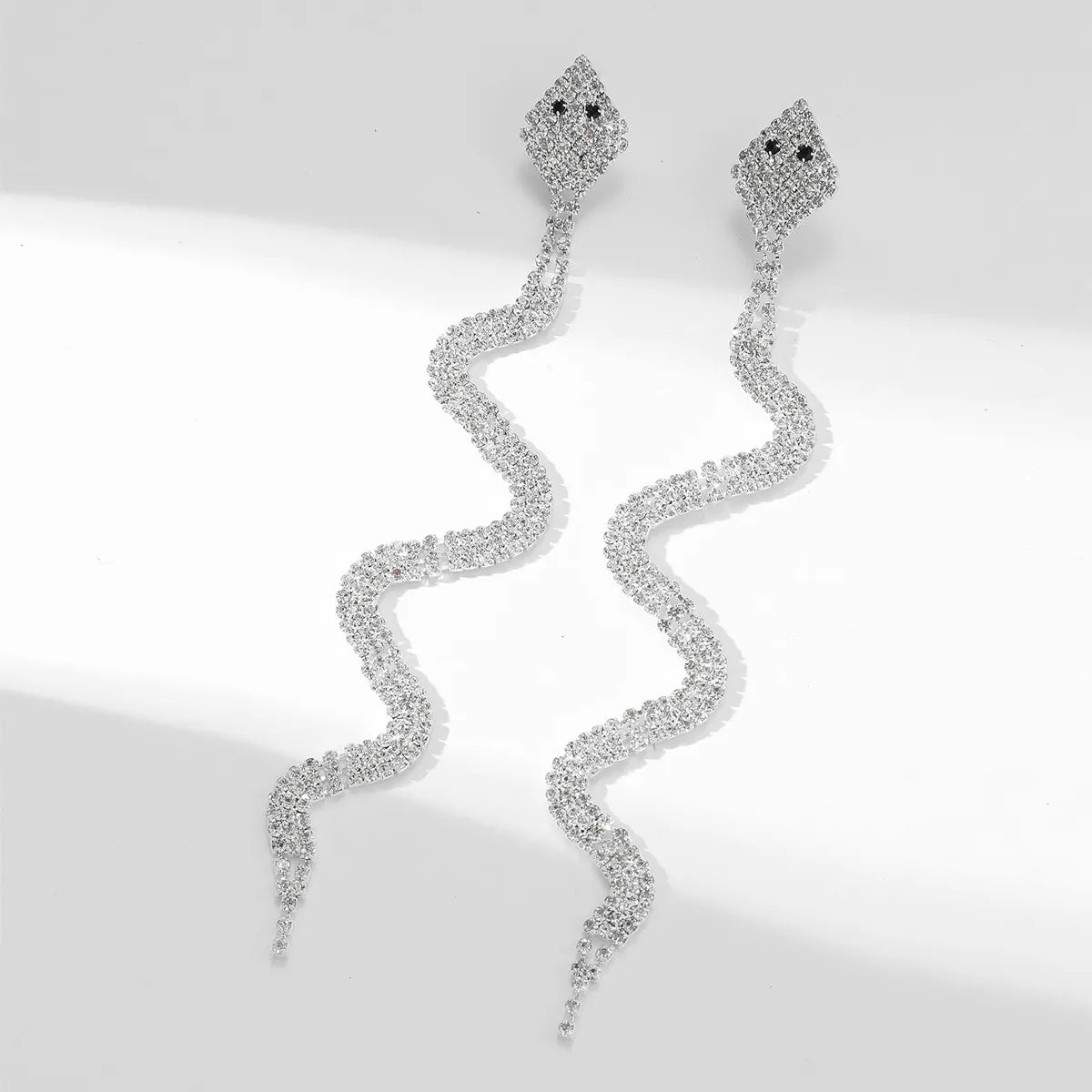 Simple Style Snake Rhinestone Plating Silver Plated Women's Drop Earrings