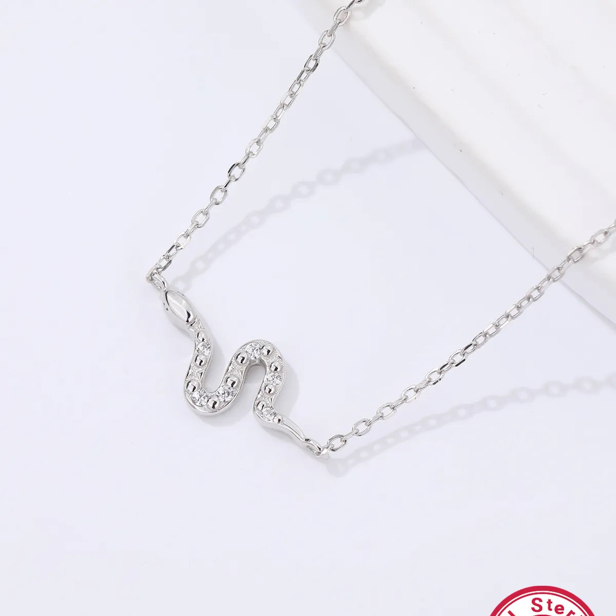 Simple Style Snake Sterling Silver 18k Gold Plated White Gold Plated Zircon Necklace In Bulk