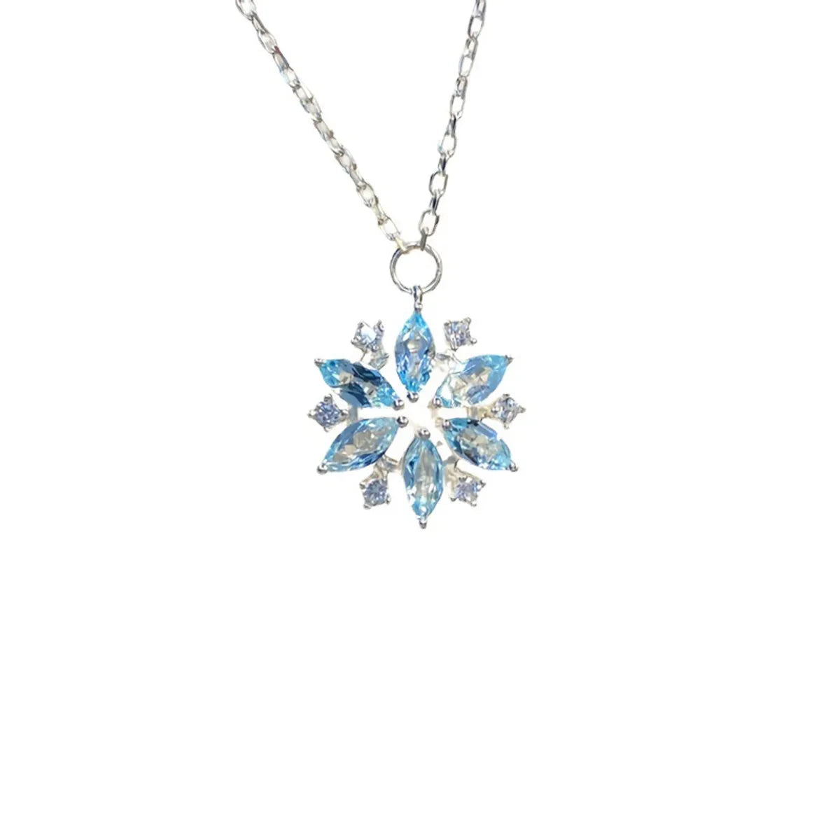 Simple Style Snowflake Copper Inlay Zircon Pendant Necklace