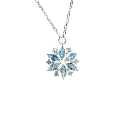 Simple Style Snowflake Imitation Diamond Alloy Rhinestone Plating Inlay Artificial Rhinestones Silver Plated Women's Pendant Necklace