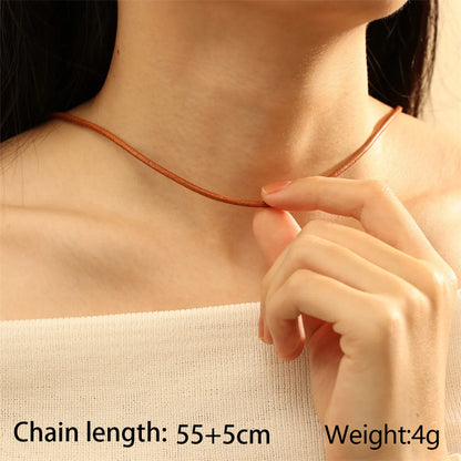 Simple Style Solid Color 18k Gold Plated Leather Rope Copper Wholesale Necklace