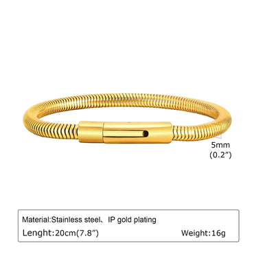 Simple Style Solid Color 201 Stainless Steel Buckle 18K Gold Plated Men'S Bracelets