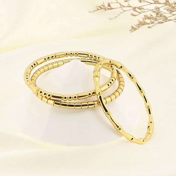 Simple Style Solid Color 304 Stainless Steel 18K Gold Plated Bangle In Bulk
