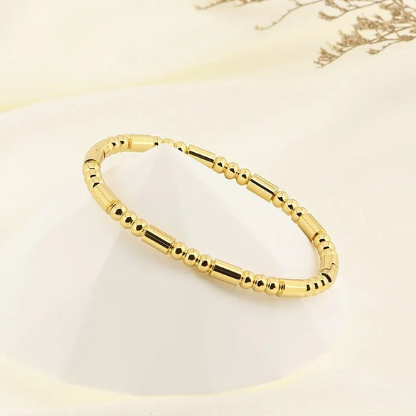 Simple Style Solid Color 304 Stainless Steel 18K Gold Plated Bangle In Bulk