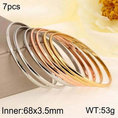 Simple Style Solid Color 304 Stainless Steel 18K Gold Plated Bangle In Bulk