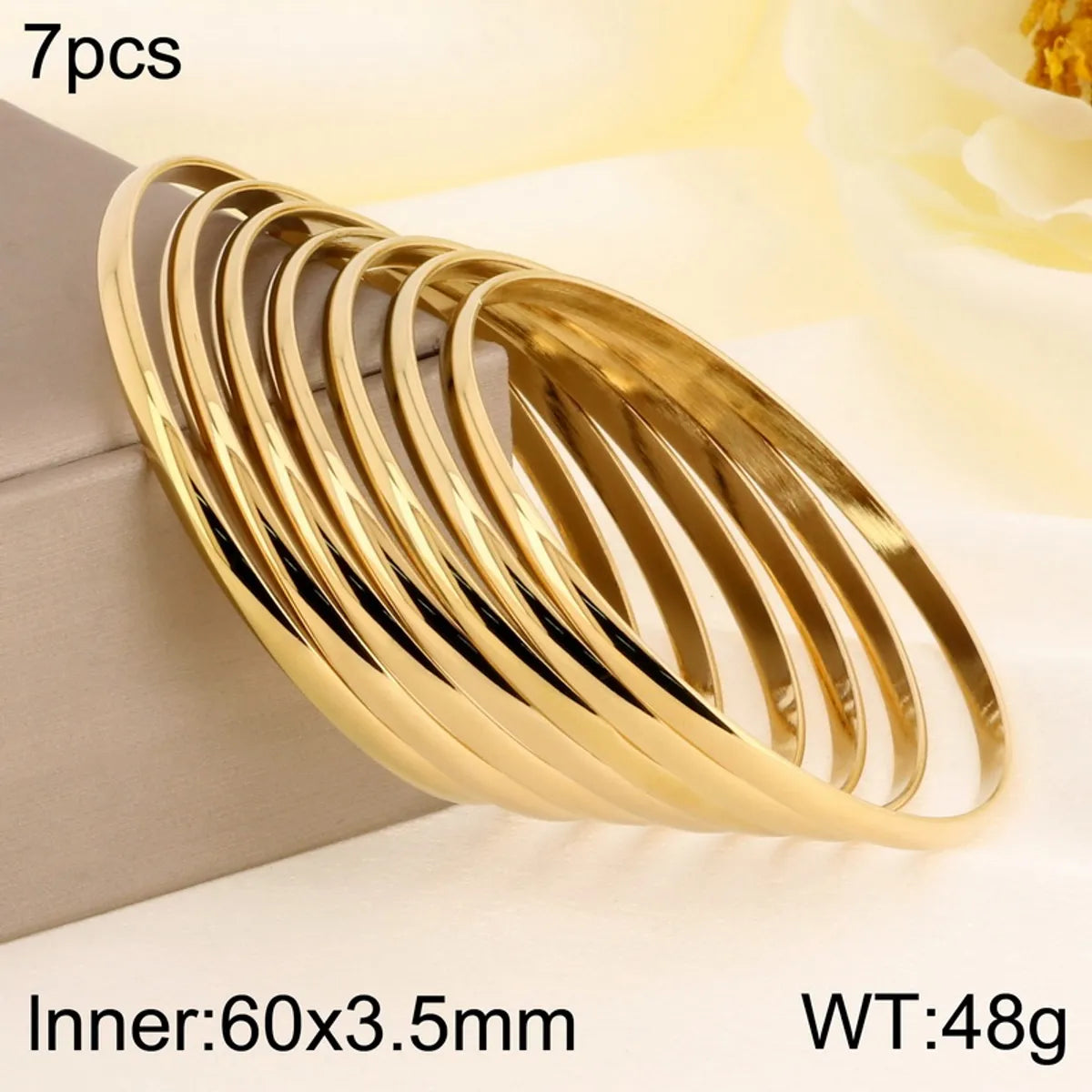 Simple Style Solid Color 304 Stainless Steel 18K Gold Plated Bangle In Bulk