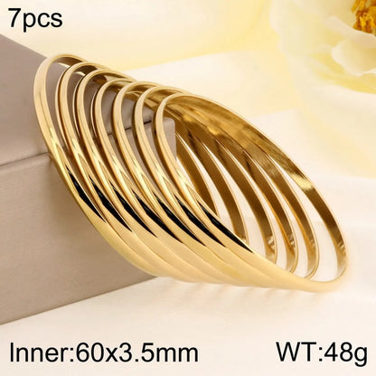 Simple Style Solid Color 304 Stainless Steel 18K Gold Plated Bangle In Bulk