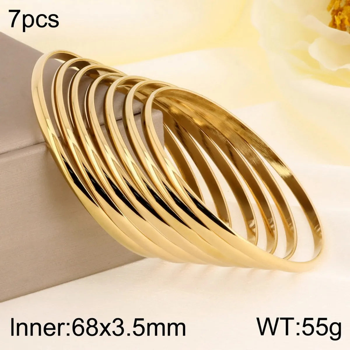 Simple Style Solid Color 304 Stainless Steel 18K Gold Plated Bangle In Bulk