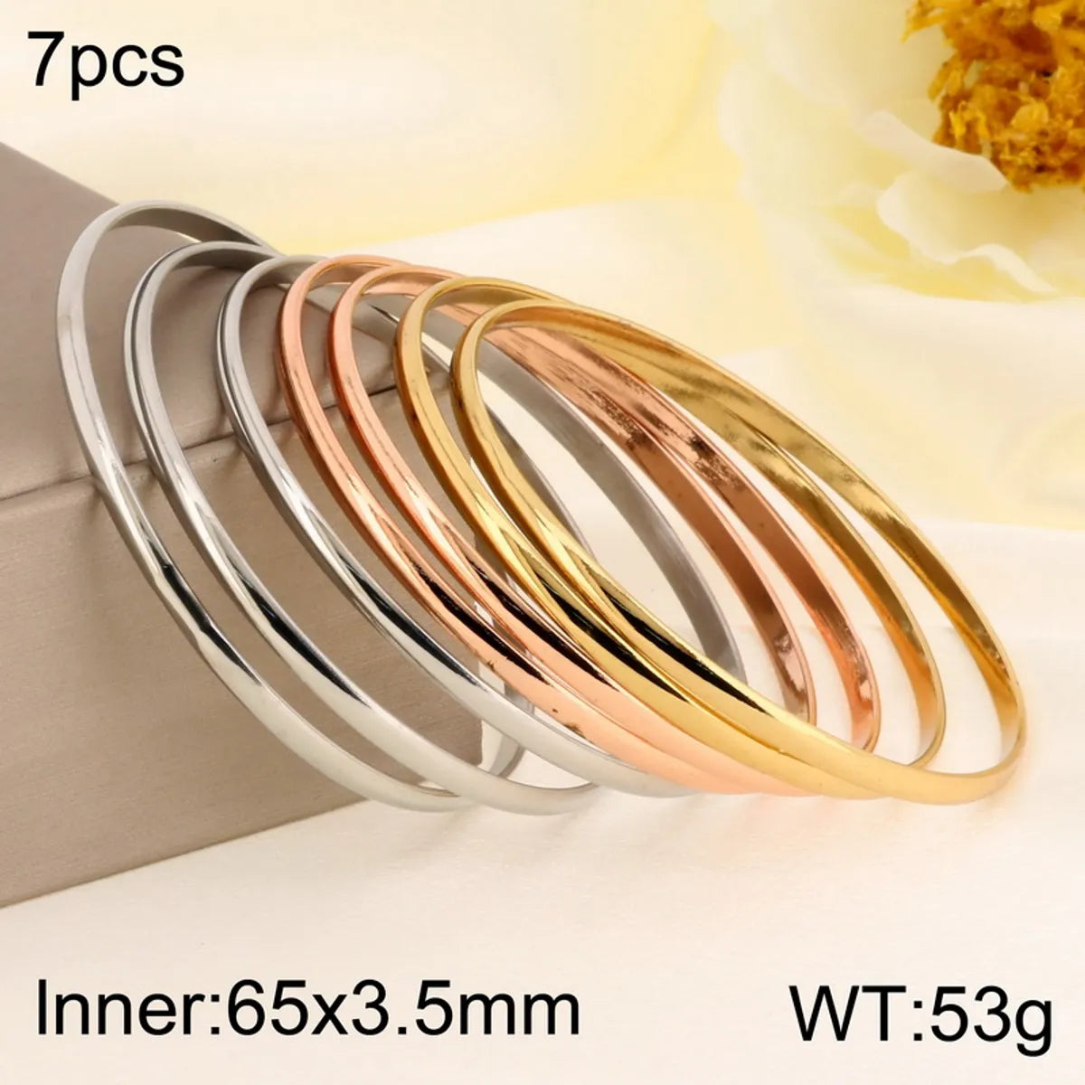 Simple Style Solid Color 304 Stainless Steel 18K Gold Plated Bangle In Bulk